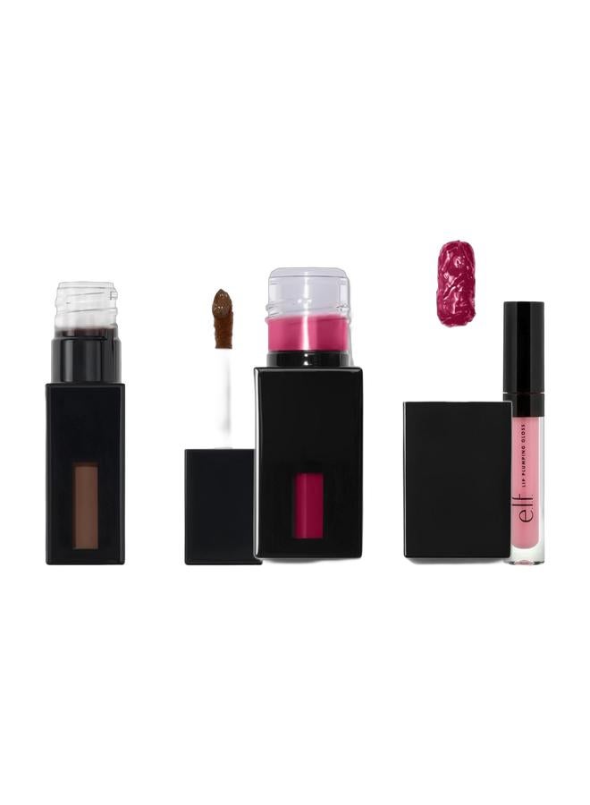 elf e.l.f. Luscious Lips Set – Shiny Lipstick, Lip Gloss & Lip Stain/Tint - Image 1